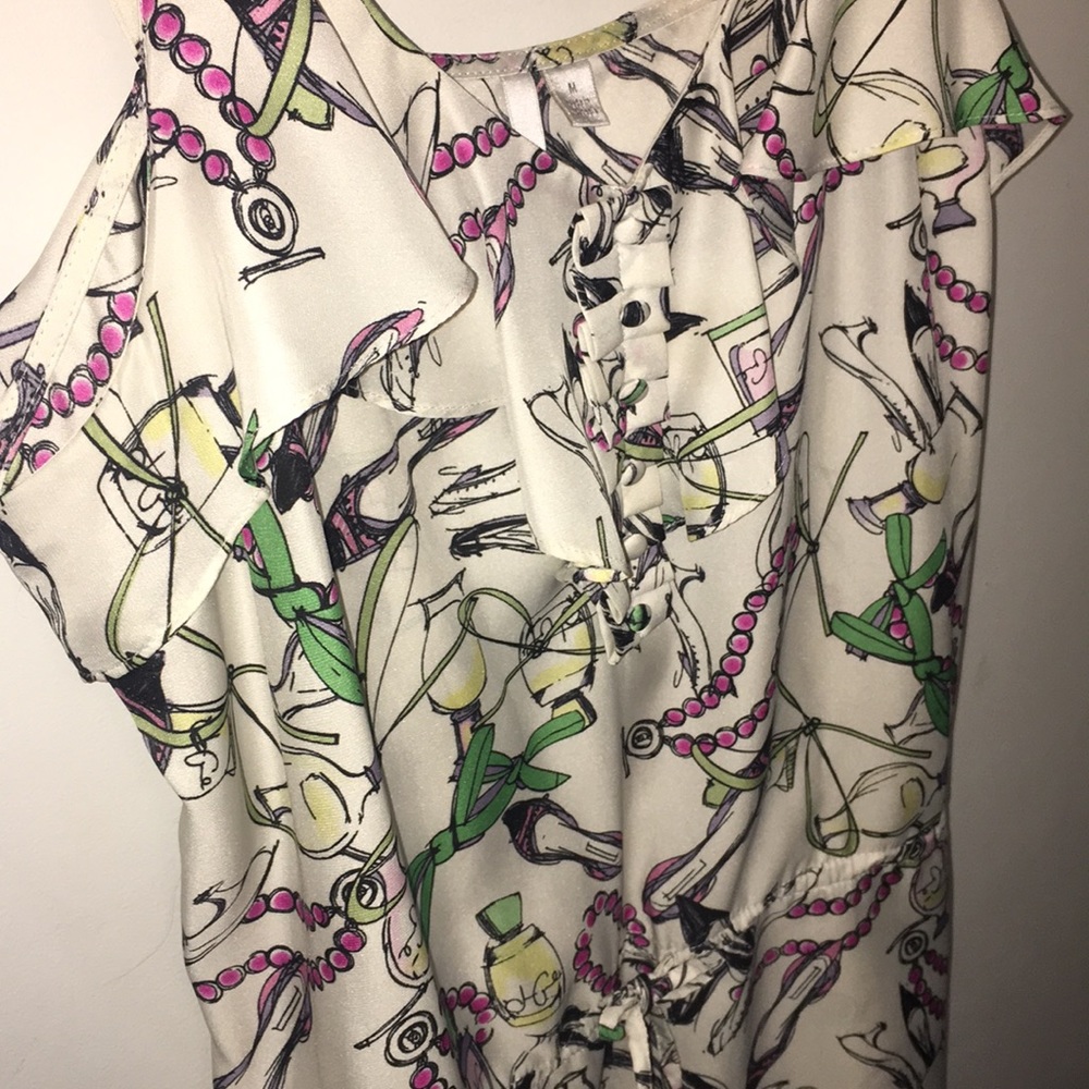❤️Ultra fem print ruffles pearls shoes cami tank - Picture 16 of 16